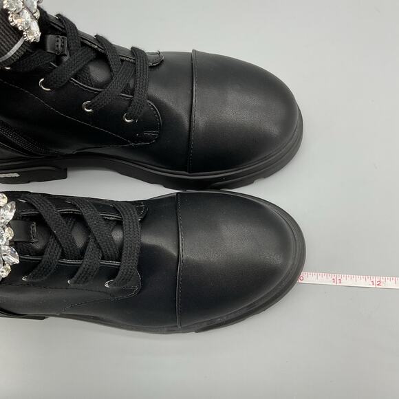 NEW Jessica Simpson Girls Rosa Brooch Embellished Ankle Boots Black Size 4 - Picture 7 of 10